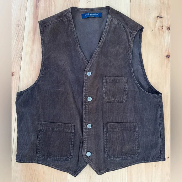 Vintage Men’s Club Monaco Corduroy Timeless Tailored 3 Pocket 4 Button Vest - Picture 1 of 10